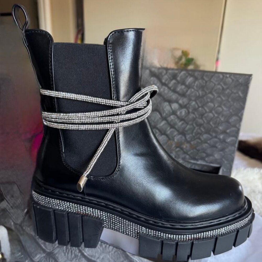 Black with Bling Azalea Wang Boot size 8